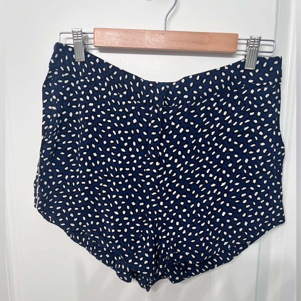 Topshop Navy and White Patterned High Waist Shorts